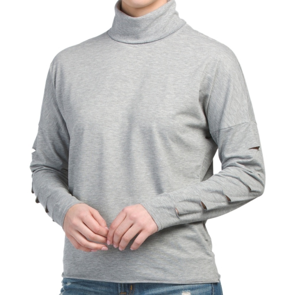 🆕 SPENGLISH - Gray‎ Slit Sleeve Turtleneck
